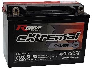 Аккумулятор 6,8Ач "RDrive eXtremal SILVER AGM YTX6.5L-BS" О.П. 138х60х100 