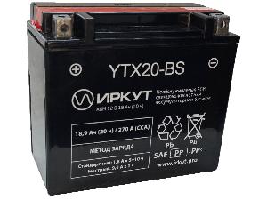 Аккумулятор 18,9Ач "ИРКУТ AGM YTX20-BS" П.П. 176х89х154 